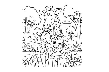 Hand drawn coloring book illustration for kids, cute animal, unicorn, fairy, mermaid