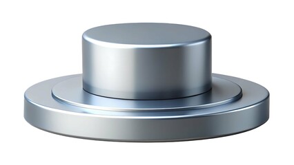 Metallic cylinder on a circular base isolated on white background