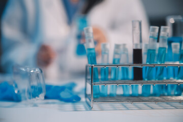 Research, experiment and medical trial being done by a scientist in a lab, science facility or...