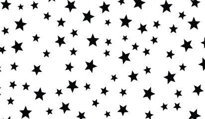 Stars vector seamless background. Vector space star pattern, black stars on white background