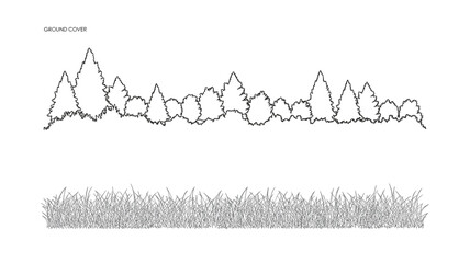 Ground Cover Illustration with Bushes and Grass