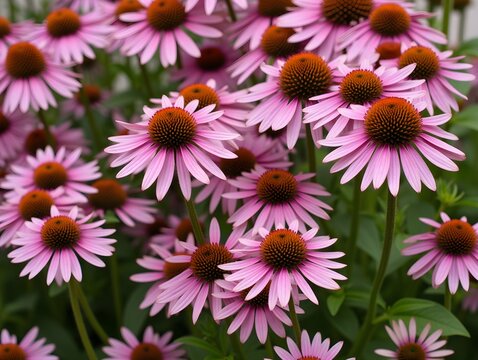 Purple and orange flowers are shown in this photo