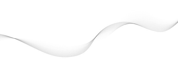 Flowing wave pattern black color smooth curve shape isolated on transparent background. Vector in the concept of technology, science, music, modernity.