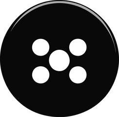 Black Sewing Button, Vector Illustration