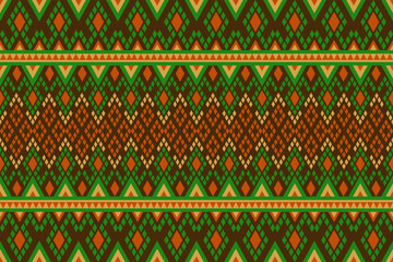 Colorful seamless geometric pattern. Ethnic ornament, embroidery art style. Continuous folklore tracery pattern.