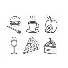 Food and Drink Outline Icons Set