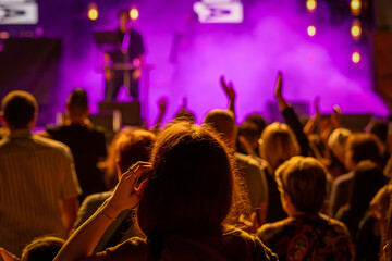 enthusiastic supporters during a musical performance
