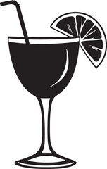 Cocktail Vector Illustration with Lemon Slice on White Background