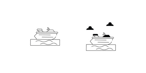 Jet Ski set icon with white background vector stock illustration