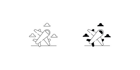 plane set icon with white background vector stock illustration