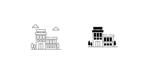 hotel set icon with white background vector stock illustration