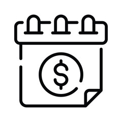 A outline style icon of financial plan calendar