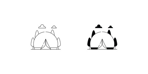 Camping set icon with white background vector stock illustration