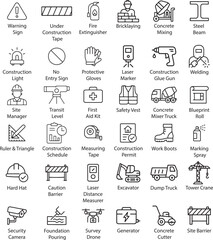 Construction Icons Vector Illustration. Building and Industrial Elements Set.