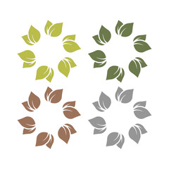 NATURAL PRODUCT LEAVES IN CIRCLE SIGN SYMBOL LOGO
