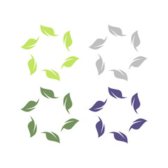 NATURAL PRODUCT LEAVES IN CIRCLE SIGN SYMBOL LOGO
