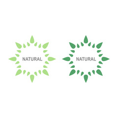 NATURAL PRODUCT LEAVES IN CIRCLE SIGN SYMBOL LOGO

