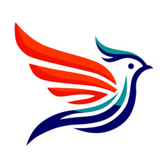 Stylized Bird Logo with Colorful Wings