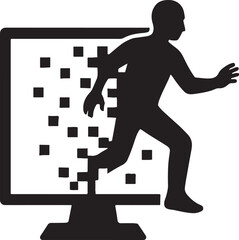 Pixelated figure stepping out of a low-res screen