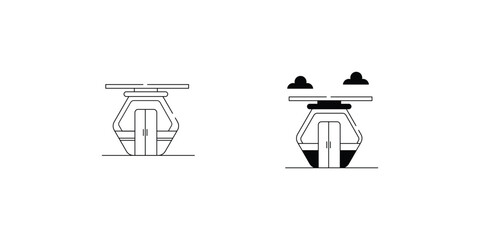 Cableway  set icon with white background vector stock illustration
