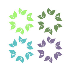 NATURAL PRODUCT LEAVES IN CIRCLE SIGN SYMBOL LOGO

