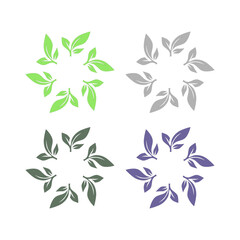 NATURAL PRODUCT LEAVES IN CIRCLE SIGN SYMBOL LOGO
