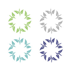 NATURAL PRODUCT LEAVES IN CIRCLE SIGN SYMBOL LOGO
