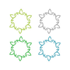 NATURAL PRODUCT LEAVES IN CIRCLE SIGN SYMBOL LOGO
