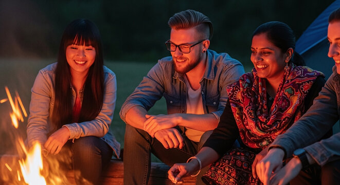 young man with guitar in the night