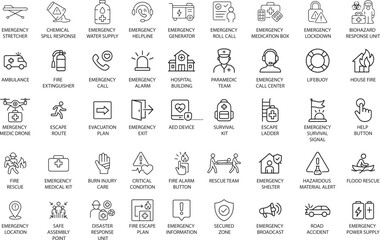 Emergency and Rescue Icons Vector Illustration.