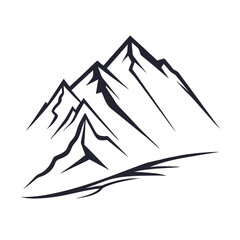 Mountain silhouette icon vector set for logo. Mountain silhouette vector icon illustration. Rocky peaks. Mountains ranges. Black and white mountain icon.