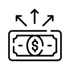 A outline style icon showing money distribution network