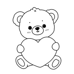 Cute bear holding heart shape decoration cartoon illustration