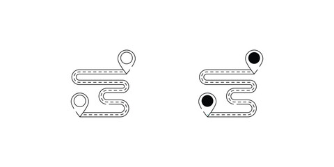 Route  set icon with white background vector stock illustration