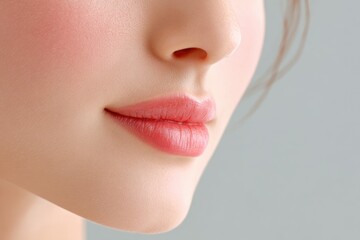 Obraz premium The Delicate and Soft Features of a Woman Are Gently Accentuated by a Light Touch of Rosacea Around Her Nose. This Subtle Detail Adds Warmth to Her Appearance, Beautifully Capturing an Intimate Moment