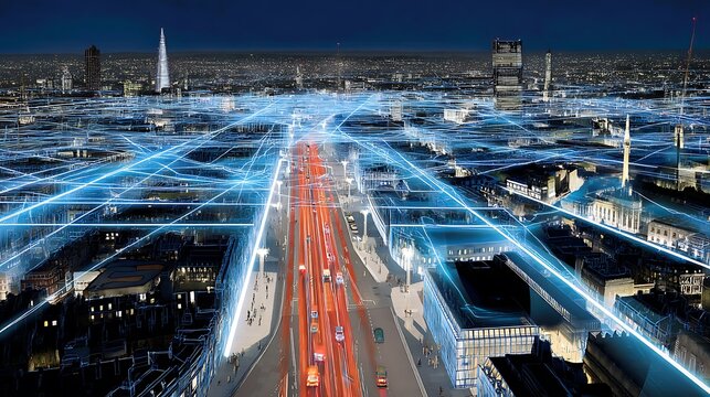 Connected city illuminated by digital data
