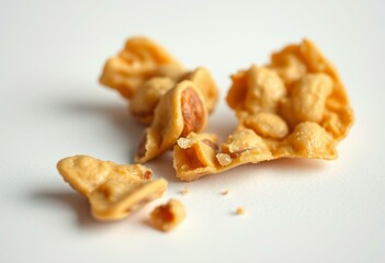Close-up shot of broken brittle peanut candy