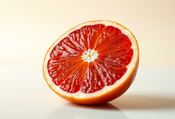 A close-up of a juicy, ripe citrus fruit with a warm, natural light background.