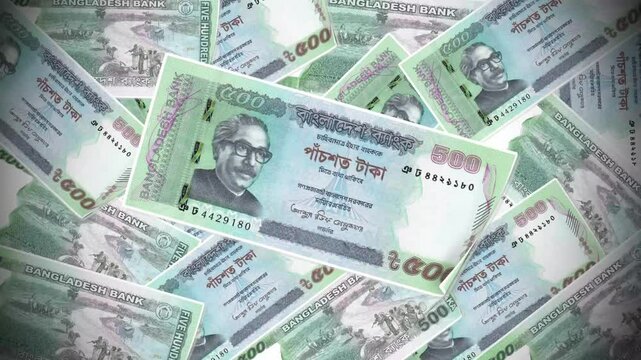Bangladeshi Taka Five Hundred Banknote Animation Old