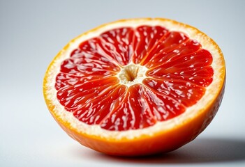 A cross-section of a ripe, juicy citrus fruit, showcasing its vibrant colors and textures.