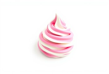 Swirl of soft-serve frozen yogurt on a plain white background