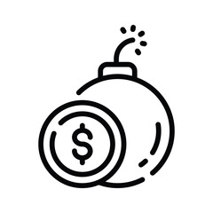 A outline style icon of dangerous money threat