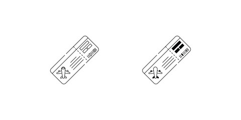 Boarding Pass set icon with white background vector stock illustration