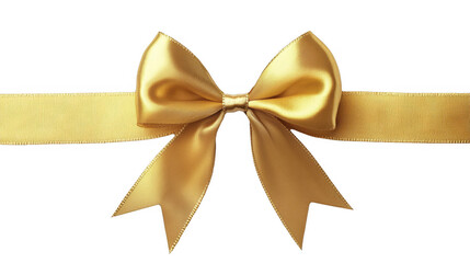 Shiny golden ribbon bow on a transparent background, PNG image, PNG file.