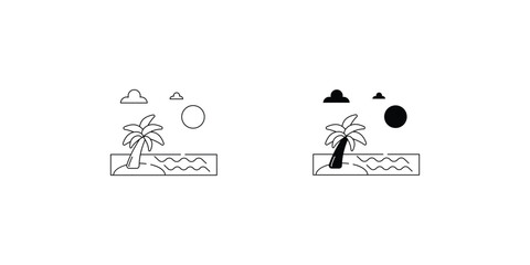 Beach set icon with white background vector stock illustration