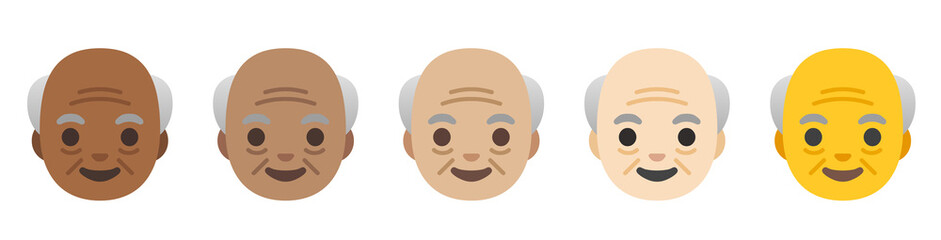 Old Man Emoji with Different Skin Tone Modifiers