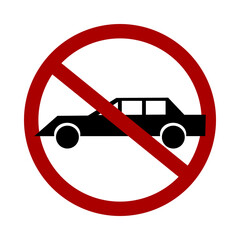 Sign prohibiting cars on white background. Vector illustration.