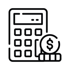 A outline style icon showing money calculation