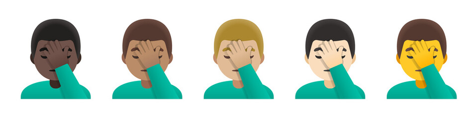Facepalm Emoji Collection with Diverse Skin Tones