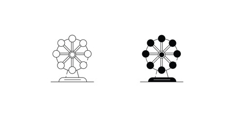 Amusement Park set icon with white background vector stock illustration